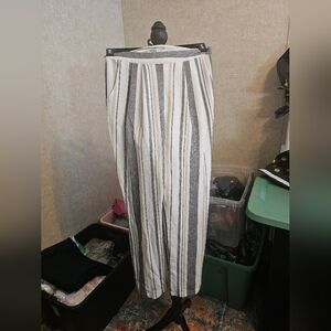 Gianni Bini Wide Leg Pants - Cream and Black Stripes